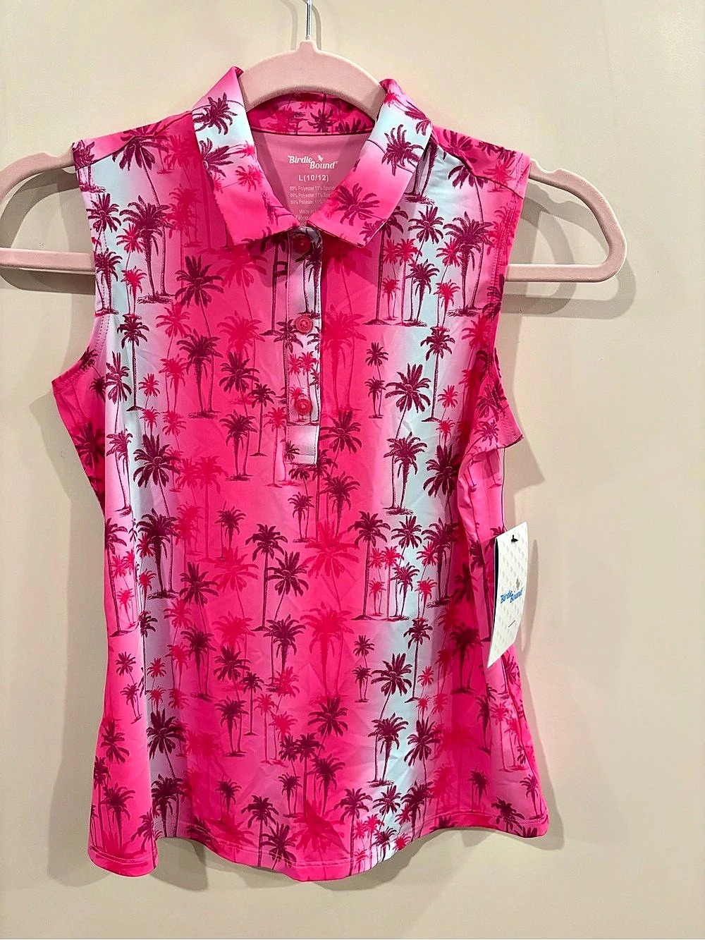 BirdieBound Tropical Palm Print Sleeveless Top Size Large NWT